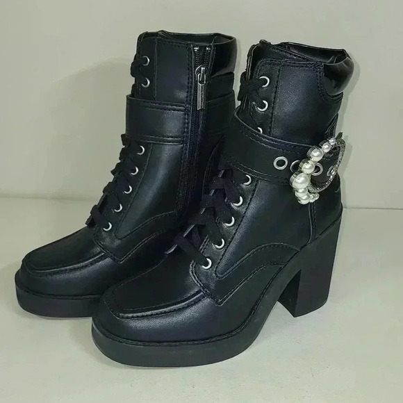 Karl Lagerfeld Dottie Lace-Up Boot in Black - Picture 3 of 5